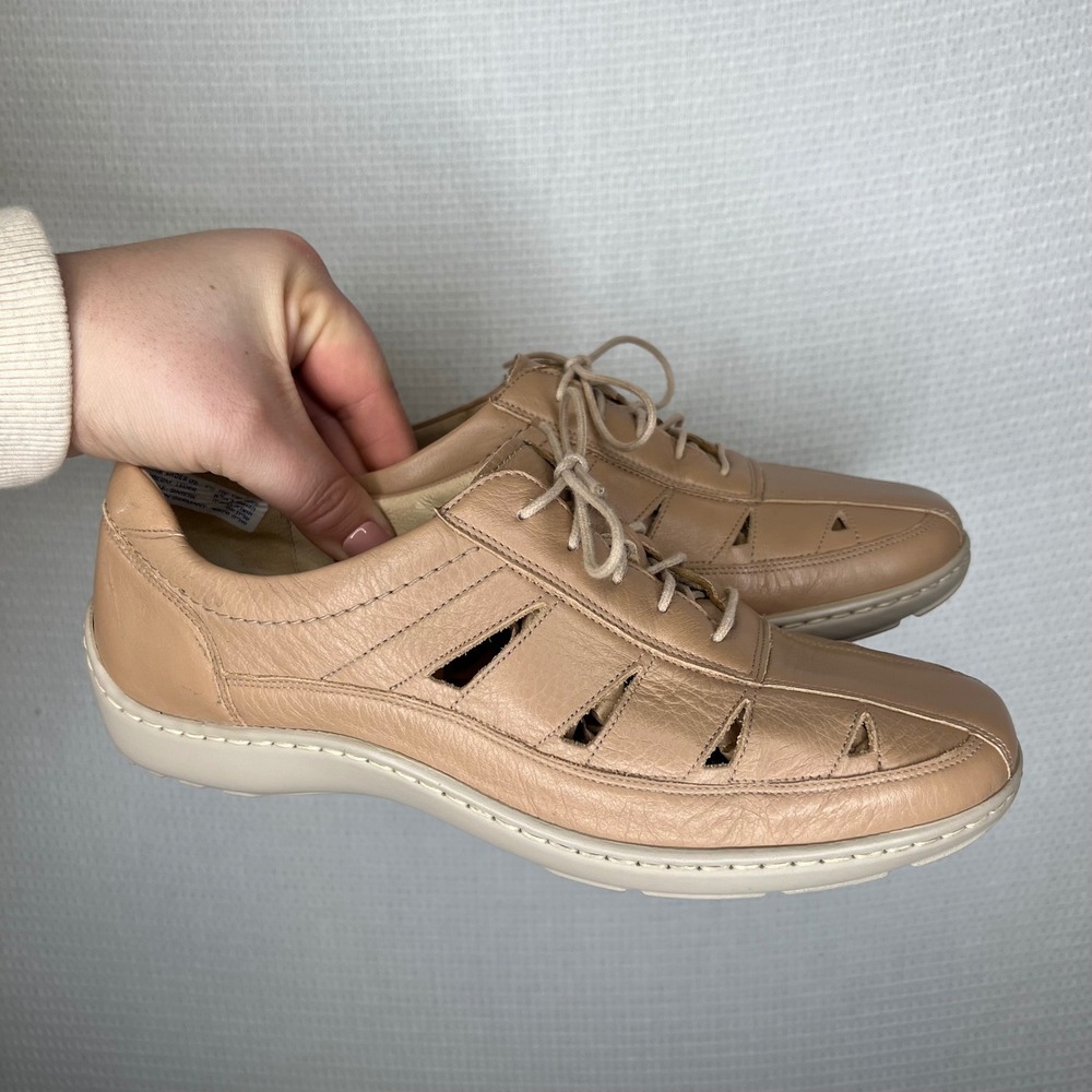 Waldlaufer Henni 496003 Taupe Nubuck Leather Lace Up Walking‎ Shoes Women 6 Wide
